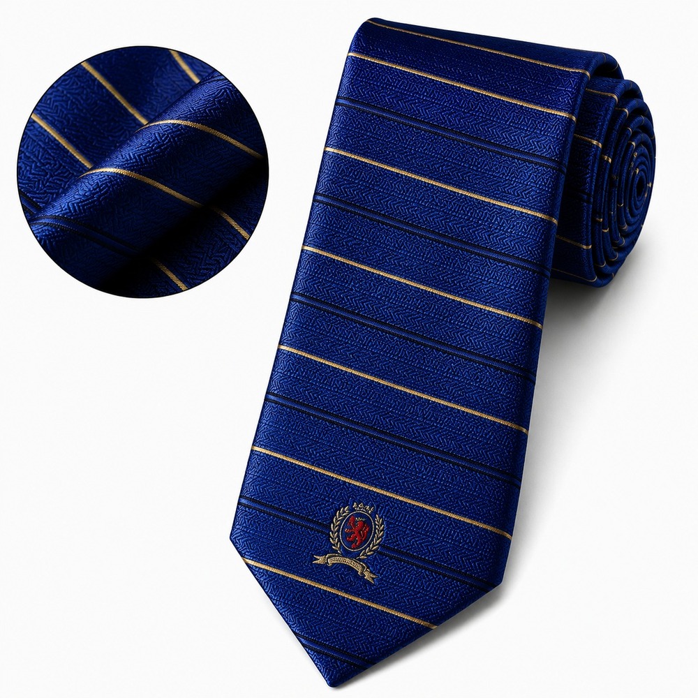 Tommy Hilfiger Vintage Men's Necktie Blue with Gold/Black Stripes 100% Silk W4